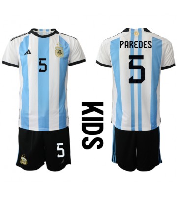 Argentyna Leandro Paredes #5 Koszulka Podstawowych Dziecięca MŚ 2022 Krótki Rękaw (+ Krótkie spodenki)